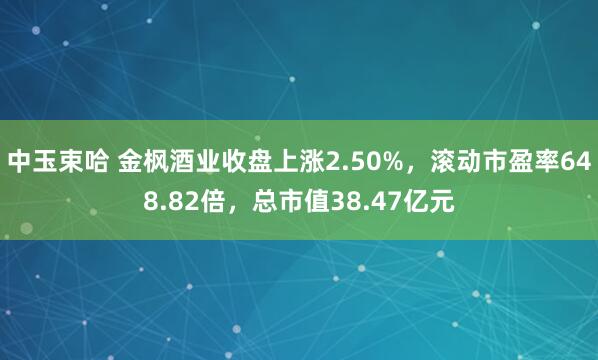 中玉束哈 金枫酒业收盘上涨2.50%，滚动市盈率648.82倍，总市值38.47亿元